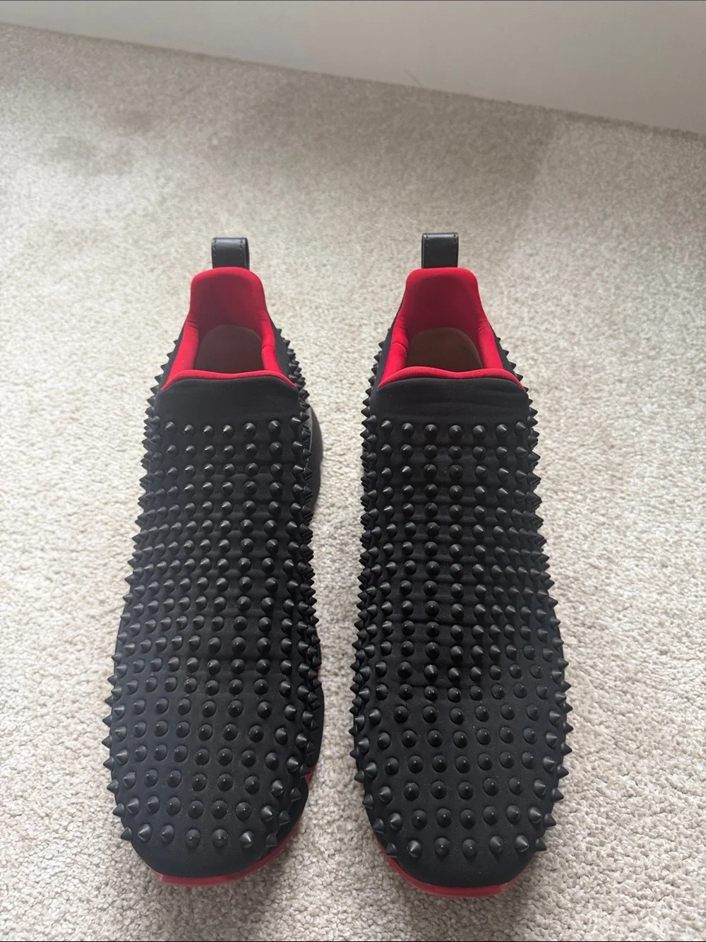 Black and Red Studded Slip-On Men’s Shoes